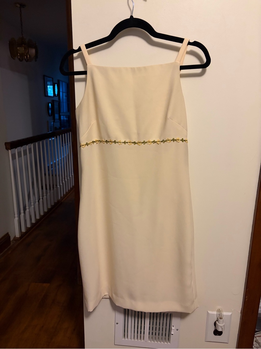 Butter Yellow Vintage Sleeveless Shift Dress with Embellished Waist